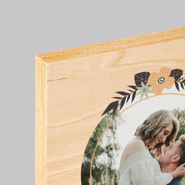 Foto En Handtekening: Verliefd - Afdruk Op Hout (Verticaal)