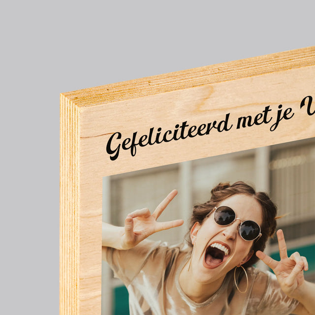 Fotocollage: Fotocollage Verjaardag - Afdruk Op Hout (Verticaal)