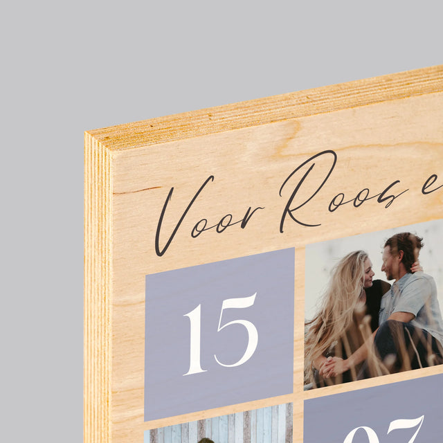 Fotocollage: Beste Momenten - Afdruk Op Hout (Verticaal)