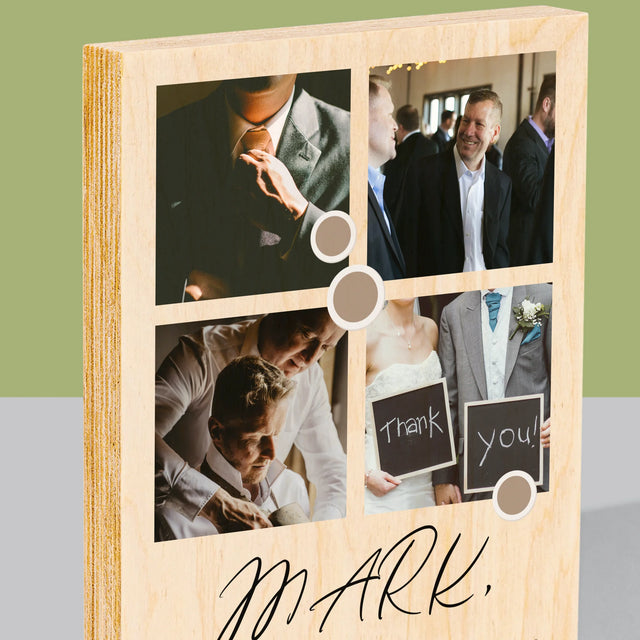 Fotocollage: Bedankt Collage, Bruidsjonker - Afdruk Op Hout (Verticaal)