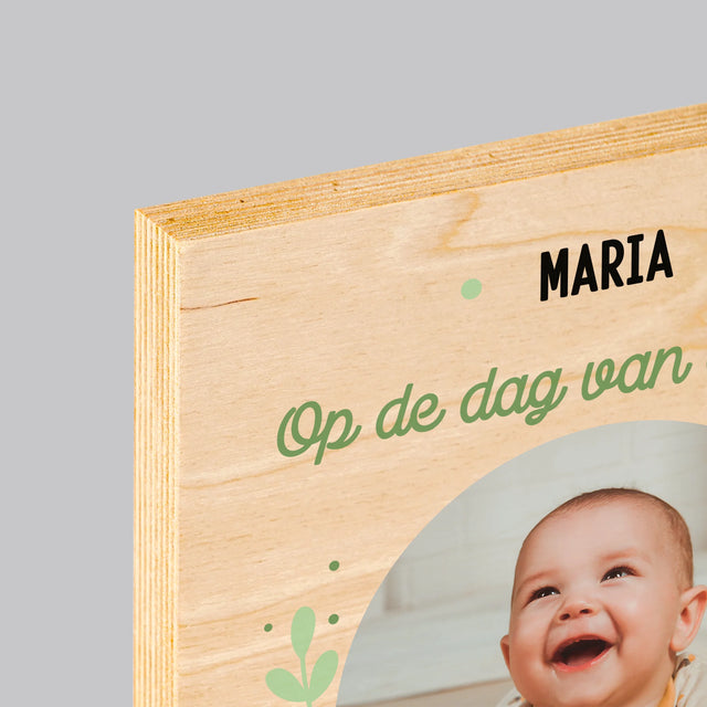 Foto En Handtekening: Ter Gelegenheid Van De Doop - Afdruk Op Hout (Verticaal)