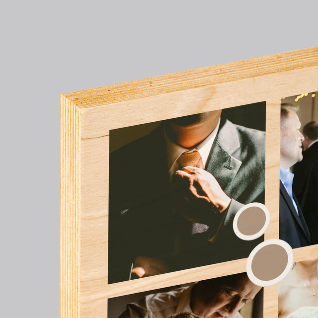 Fotocollage: Bedankt Collage, Bruidsjonker - Afdruk Op Hout (Verticaal)