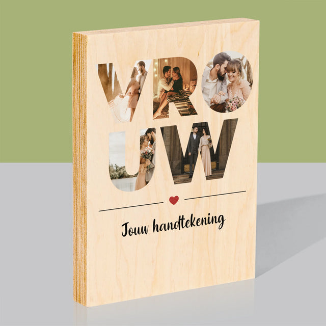 Woord Van Foto'S: Vrouw - Afdruk Op Hout (Verticaal)