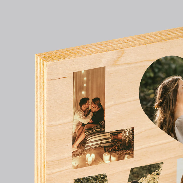 Woord Van Foto'S: Love Met Jouw Foto'S - Afdruk Op Hout (Verticaal)