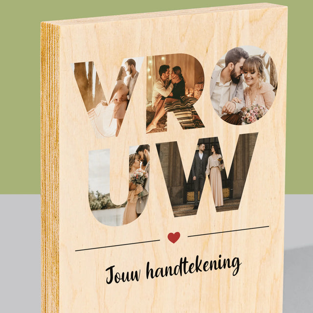 Woord Van Foto'S: Vrouw - Afdruk Op Hout (Verticaal)