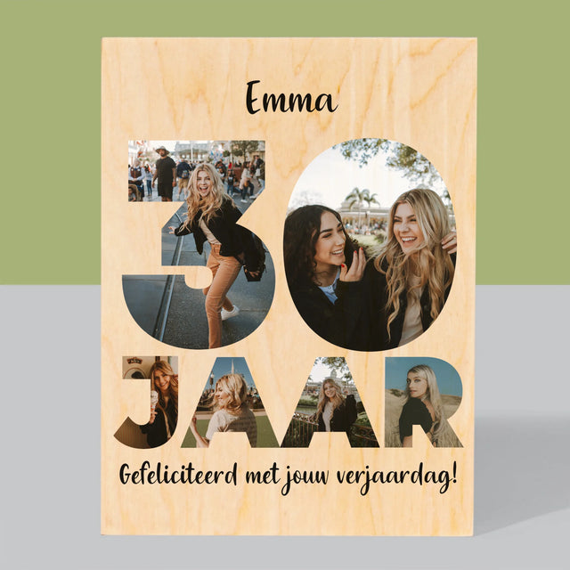 Woord Van Foto'S: 30 Jaar - Afdruk Op Hout (Verticaal)