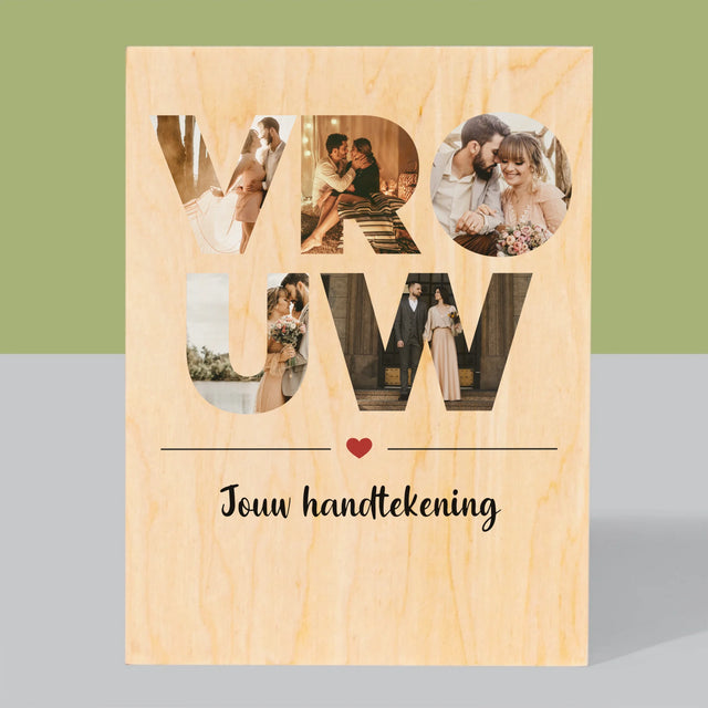 Woord Van Foto'S: Vrouw - Afdruk Op Hout (Verticaal)