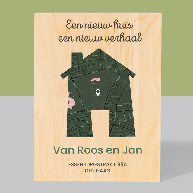 Stadsplastadsplattegrond: Stadskaart: Nieuw Huis - Afdruk Op Hout (Verticaal)