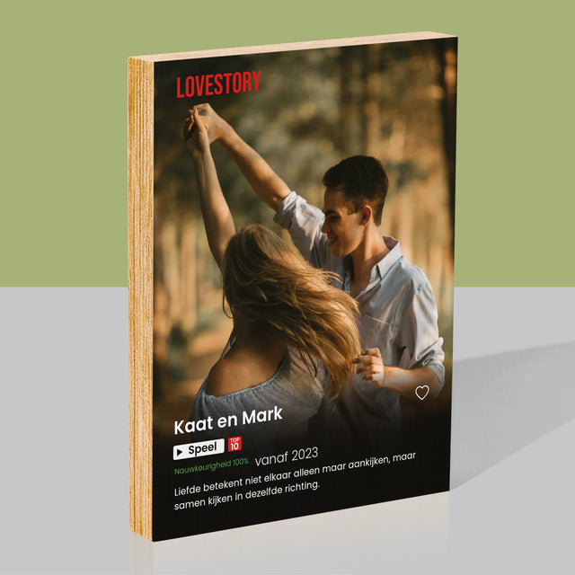 Foto En Handtekening: Poster Netflix - Afdruk Op Hout (Verticaal)