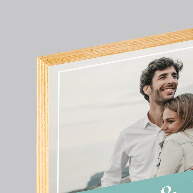 Fotocollage: Namen, Koppel - Afdruk Op Hout (Verticaal)