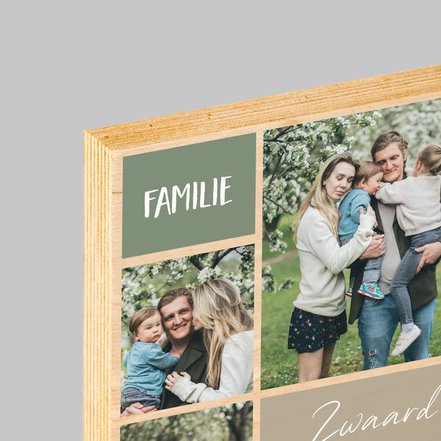 Fotocollage: Collage Familie - Afdruk Op Hout (Verticaal)