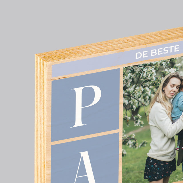 Fotocollage: Collage, De Beste Papa - Afdruk Op Hout (Verticaal)