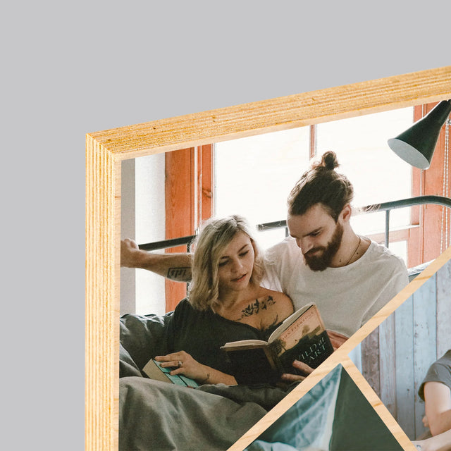 Fotocollage: Bedankt, Dat Je Er Bent - Afdruk Op Hout (Verticaal)