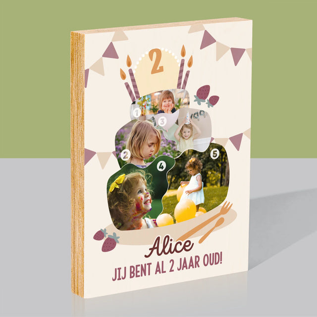 Vorm Van Foto'S: Verjaardagstaart - Afdruk Op Hout (Verticaal)