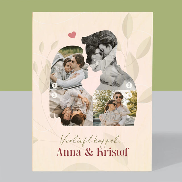 Vorm Van Foto'S: Verliefd Koppel - Afdruk Op Hout (Verticaal)