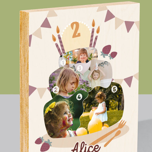 Vorm Van Foto'S: Verjaardagstaart - Afdruk Op Hout (Verticaal)