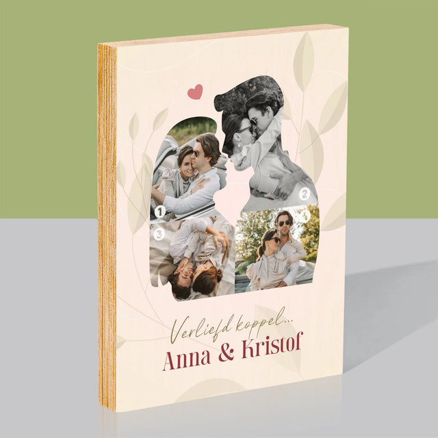 Vorm Van Foto'S: Verliefd Koppel - Afdruk Op Hout (Verticaal)