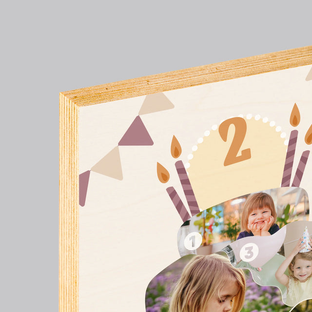 Vorm Van Foto'S: Verjaardagstaart - Afdruk Op Hout (Verticaal)