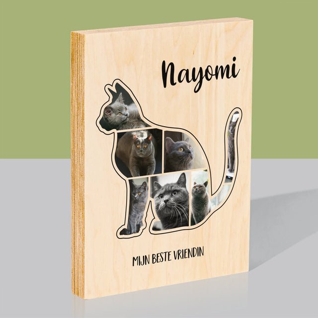 Vorm Van Foto'S: Kat Is De Beste Vriend - Afdruk Op Hout (Verticaal)