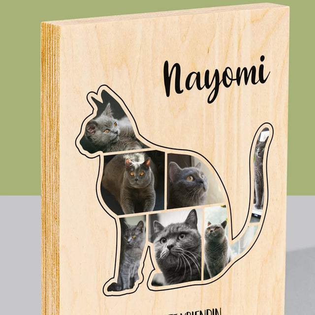 Vorm Van Foto'S: Kat Is De Beste Vriend - Afdruk Op Hout (Verticaal)