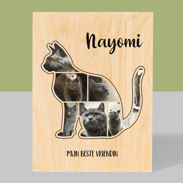 Vorm Van Foto'S: Kat Is De Beste Vriend - Afdruk Op Hout (Verticaal)
