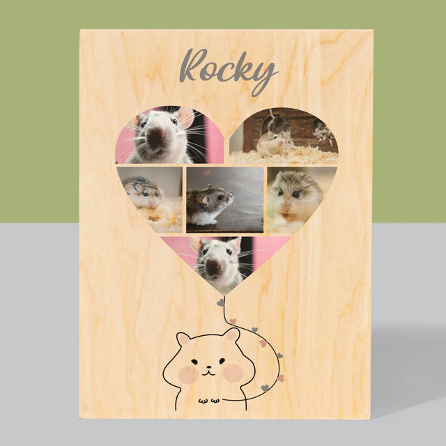 Fotocollage: Hamster - Afdruk Op Hout (Verticaal)