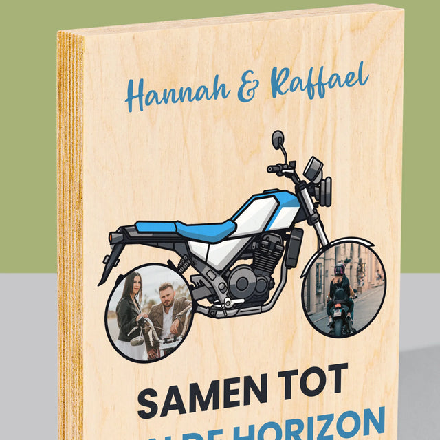 Fotocollage: Samen Tot Aan De Horizon - Afdruk Op Hout (Verticaal)