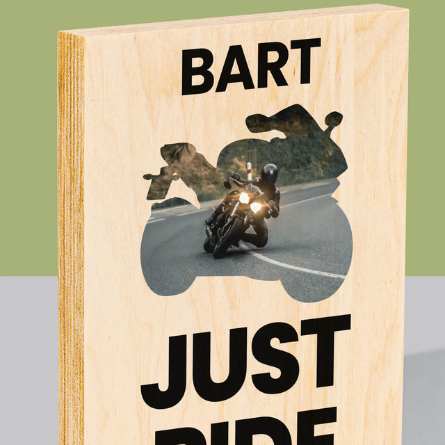 Vorm Van Foto'S: Just Ride - Afdruk Op Hout (Verticaal)