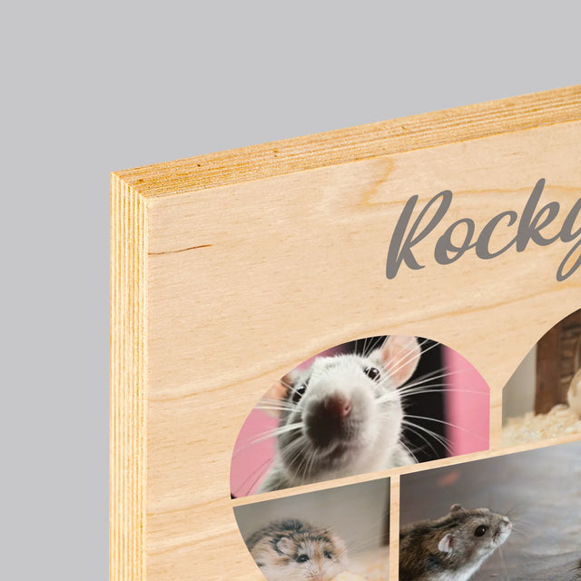 Fotocollage: Hamster - Afdruk Op Hout (Verticaal)