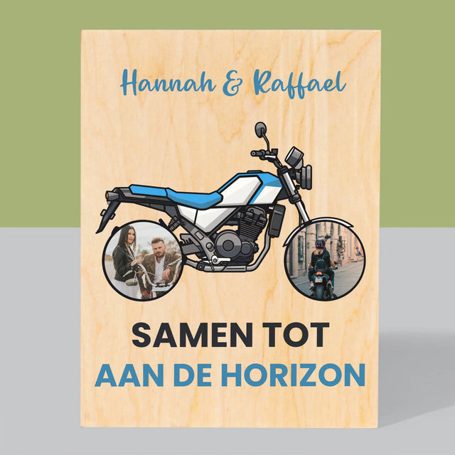 Fotocollage: Samen Tot Aan De Horizon - Afdruk Op Hout (Verticaal)