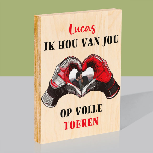 Foto En Handtekening: Ik Hou Van Jou Op Volle Toeren - Afdruk Op Hout (Verticaal)