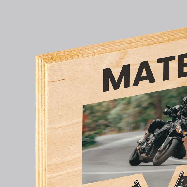 Foto En Handtekening: Als Eerste Bij De Finish - Afdruk Op Hout (Verticaal)