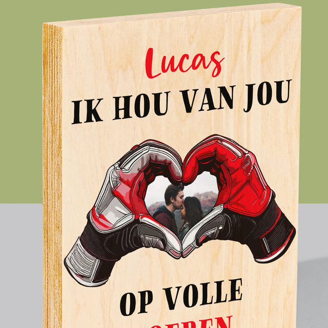 Foto En Handtekening: Ik Hou Van Jou Op Volle Toeren - Afdruk Op Hout (Verticaal)