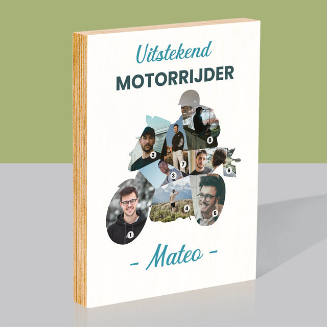 Vorm Van Foto'S: Uitstekend Motorrijder - Afdruk Op Hout (Verticaal)