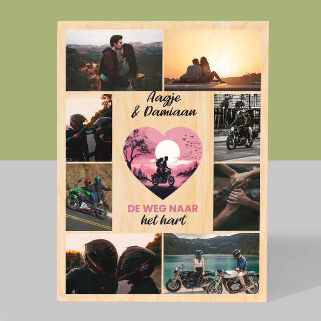 Fotocollage: De Weg Naar Het Hart - Afdruk Op Hout (Verticaal)