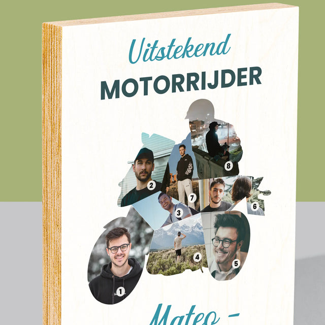 Vorm Van Foto'S: Uitstekend Motorrijder - Afdruk Op Hout (Verticaal)