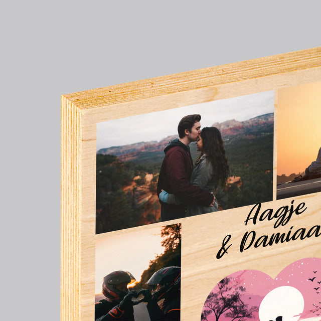 Fotocollage: De Weg Naar Het Hart - Afdruk Op Hout (Verticaal)