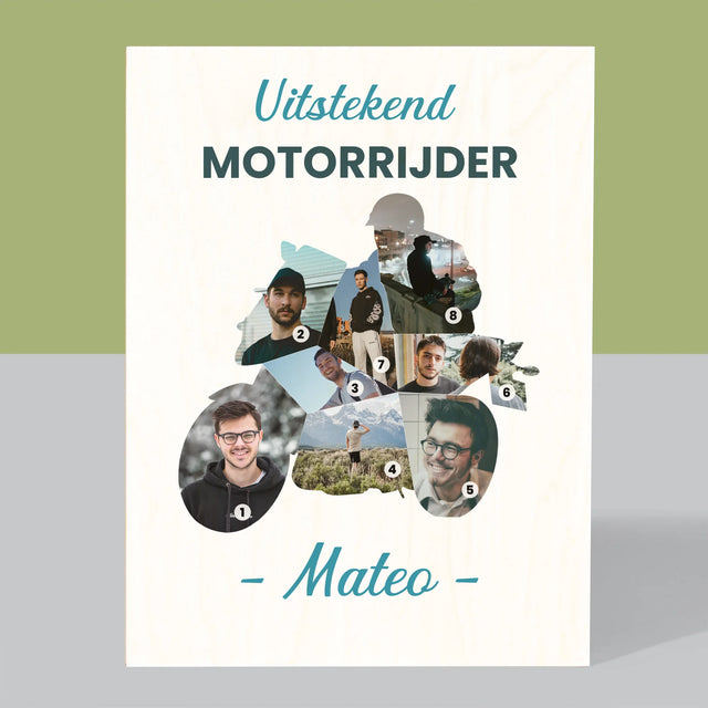 Vorm Van Foto'S: Uitstekend Motorrijder - Afdruk Op Hout (Verticaal)