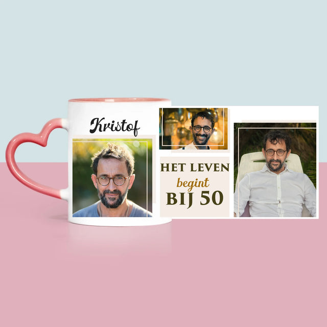 Fotocollage: Het Leven Begint Bij 50 - Mok