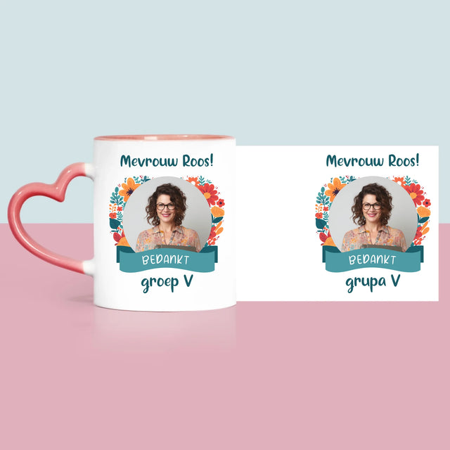 Foto En Handtekening: Bedankt, Kleuterjuf - Mok