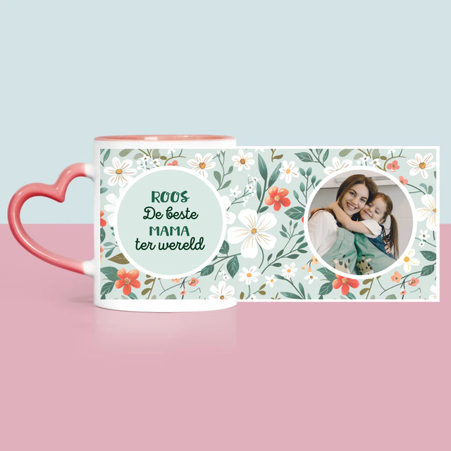 Foto En Handtekening: Beste Mama Bloemen - Mok