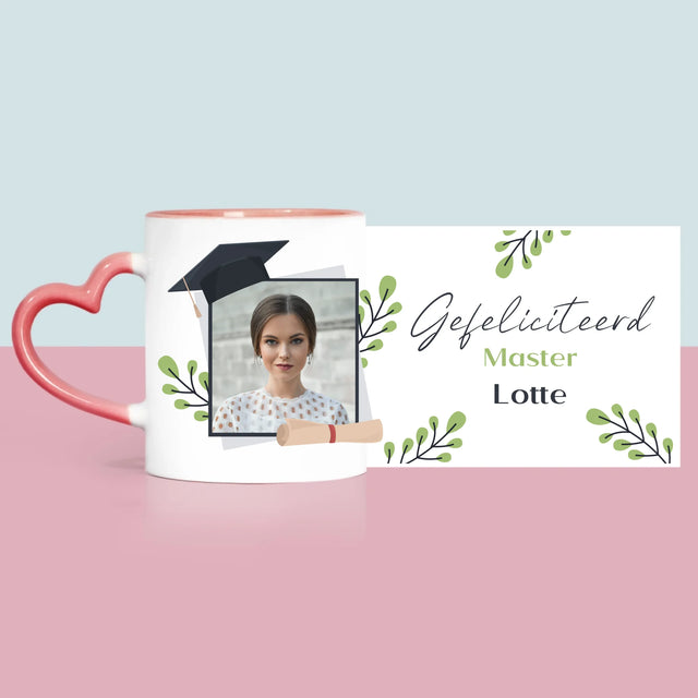 Foto En Handtekening: Gefeliciteerd, Master - Mok