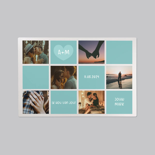 Fotocollage: Initialen Ik Hou Van Jou - Bureauonderlegger