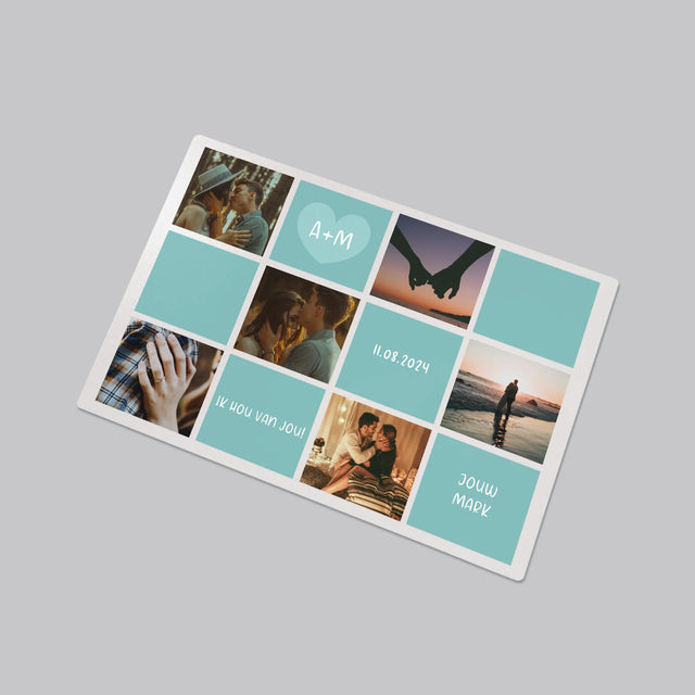 Fotocollage: Initialen Ik Hou Van Jou - Bureauonderlegger