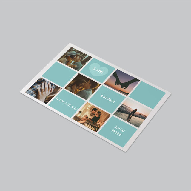 Fotocollage: Initialen Ik Hou Van Jou - Bureauonderlegger