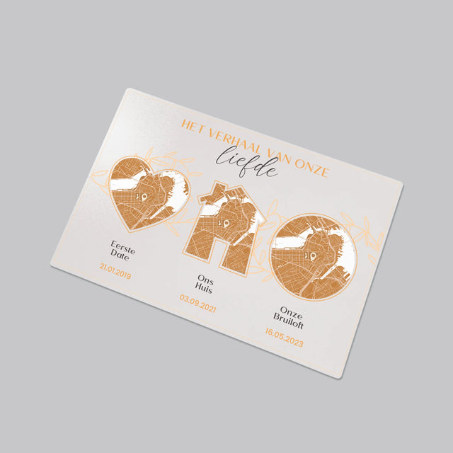 Stadsplastadsplattegrond: Stadskaart: Het Verhaal Van Onze Liefde - Bureauonderlegger