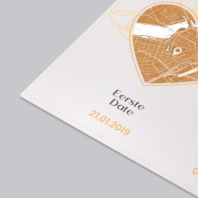 Stadsplastadsplattegrond: Stadskaart: Het Verhaal Van Onze Liefde - Bureauonderlegger