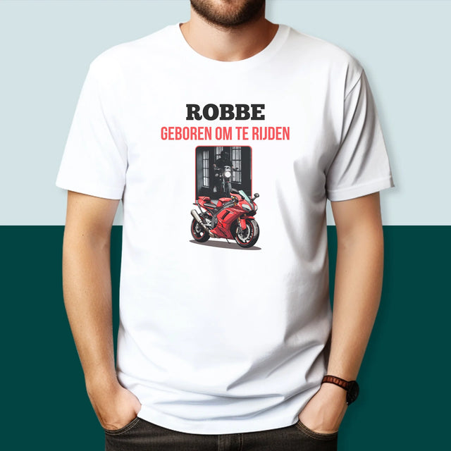 Foto En Handtekening: Geboren Om Te Rijden - T-Shirt Voor Heren