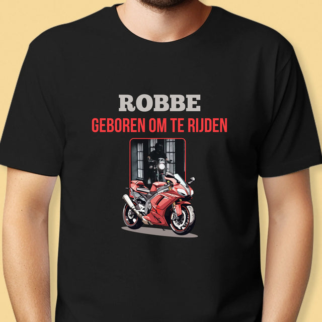 Foto En Handtekening: Geboren Om Te Rijden - T-Shirt Voor Heren