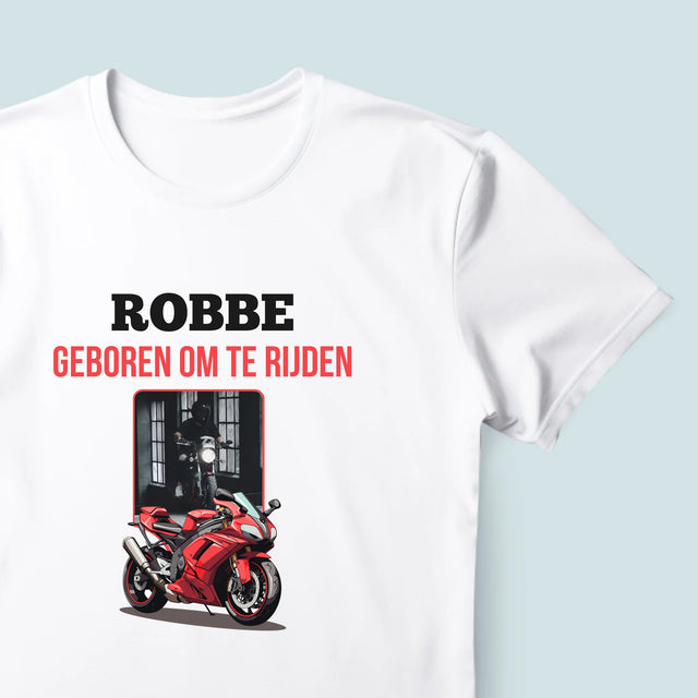 Foto En Handtekening: Geboren Om Te Rijden - T-Shirt Voor Heren